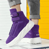 Design Purple Men's Street Shoes Slip-on Hook and Loop Platform Lightweight Non-slip High Top Sneakers MartLion   