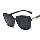 Cat Eye Women Sunglasses Vintage Designer Black Big Frame Cool MartLion Black Gray  