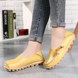 Moccasins Women Flats Autumn Loafers Genuine Leather Shoes Slip On Ballet Bowtie MartLion   