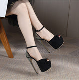 Liyke Rhinestone Fetish High Heels Women Platform Sandals Peep Toe Pole Dancing Shoes Summer Stiletto Mart Lion   