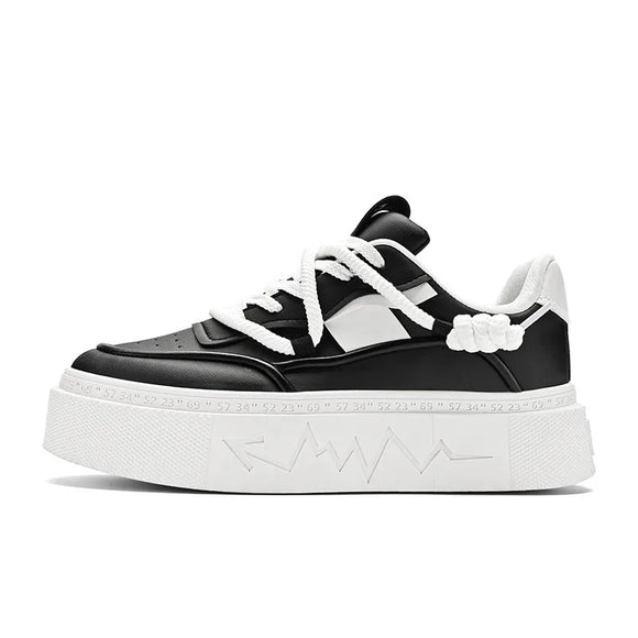 Classic Low-top Sneakers Men's White and Black Lace-Up Vulcanized Sneaker Leather Casual Shoes MartLion Black WK01 43 
