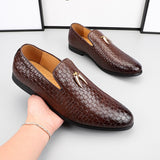 Men's Woven Leather Casual Shoes Trendy Party Wedding Loafers Moccasins Light Driving Flats Mart Lion Brown 37 