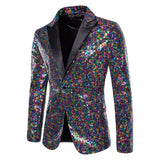 Men's Luxurious Sequin Suit Jacket Green Silver Bar KTV Stage Dress Coat blazers MartLion cai se Eur S CHINA