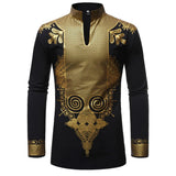 Men African Clothes Dashiki Print Shirt Fashion Brand African Men Business Casual Pullovers Work Office Shirts Male Clothing MartLion FZ38 black S 