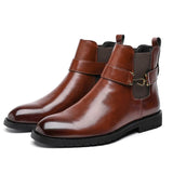 Oxford Men Shoes Leather Party Chelsea Dress Shoes Men Formal Boots For Men Classic Brogue Social Shoe male MartLion wine red 40