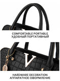 Women Handbags Tassel PU Leather Totes Bag Top-handle Embroidery Bag Shoulder Bag Lady Simple Style Crocodile pattern MartLion   