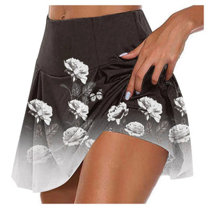 Women'S Athletic Stretchy Pleated Tennis Skirts Run Yoga Inner Shorts MartLion Black XXL 