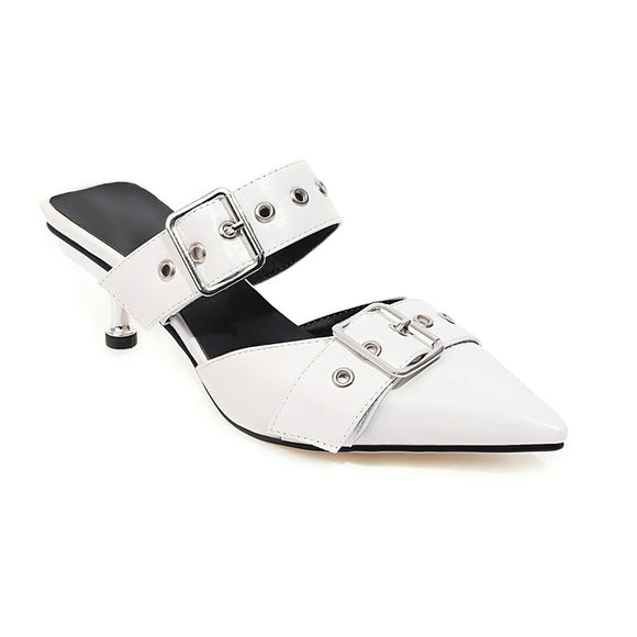 Black White Women Sandals  Buckle High Heel Lady Party Shoes MartLion   