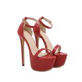 Summer Platform Sandals Open Toe 16CM High Heels Stiletto Party Dress Wedding Women Shoes Red Mart Lion   