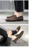 Flats Men's Solid Suede Casual Shoes Soft Loafers Slip-on Lightweight Driving Flat Heel Footwear MartLion   