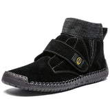 Autumn Winter Retro High-top Men's Casual Shoes Suede Leather Flat MartLion black 7009-2 38 CHINA