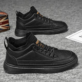 Leather Men's Casual Shoes Breathable Black Work Handmade Anti Slip Slip-on Driving MartLion   