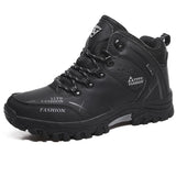 Men's Winter Boots Plush Warm Snow Outdoor Ankle Waterproof Hiking Sneakers MartLion Black No Plush 9.5 