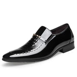 Men's PU leather shoes crocodile pattern patent leather toe tips dress MartLion   