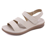 Summer Shoes Women Sandals Thick Sole Non-slip Holiday Flat Ladies Soft MartLion Beige 5.5 