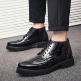 Leather Shoes Sneakers High-top Shoes Casual Boots Canvas Outdoor Men's MartLion black 9.5 