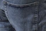 Jeans Men's Solid Color Slim Fit Straight Trousers Cotton Casual Wear Denim Jeans Pants MartLion   
