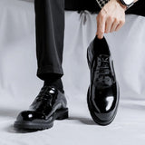 Patent Leather Casual Shoes for Men's Thick Soles and Bright Tops Spring Autumn Designer Derby MartLion   