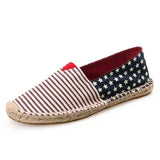 Men's Shoes Summer Espadrilles Woman Canvas Sneakers Breathable Couple Autumn Slip on Loafers MartLion Red  blue star 44 