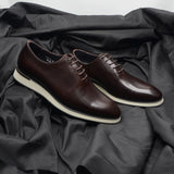 Handmade Genuine Cowhide Leather Men's Formal Shoes Whole Cut Lace-up Dark Brown Casual MartLion   