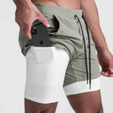 Summer Gym Jogging Exercise Shorts Men's Sports Fitness Quick-drying Double-layer Two-in-one Running Shorts MartLion   