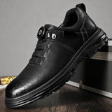 Spring Autumn Casual Men's Leather Shoes Quick Lacing Designs Retro Style Khaki Black MartLion Black 38 