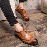 Brogue Men's Dress Shoes Elegant Microfiber Leather Formal Oxfords Mart Lion   