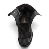 Luxury Black Men's Motorcycle Boots Winter Punk Formal Shoes High top Genuine Leather Ankle Couple Mart Lion Black  Fur 7988 35 