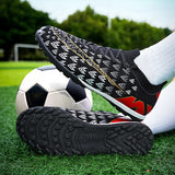 Soccer Shoes For Men's Kids Football Non-Slip Light Breathable  Athletic Unisex Sneakers AG/TF Futsal Training Mart Lion   