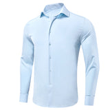 Hi-Tie Orange Silk Men's Shirts Solid Formal Lapel Long Sleeve Blouse Suit Shirt for Wedding Breathable MartLion CY-1624 S 