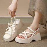 Cross Strap Platform Sandals for Women Summer Thick Bottom Gladiator Shoes Casual Non-Slip Wedge MartLion   