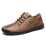 Men's Casual Shoes Leather Outdoor Walking Handmade Luxur Moccasins Driving MartLion Khaki 38 