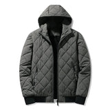 Jackets for Men with Hood Winter Cotton Padded Jacket Men Clothing Rhombus Texture Casual Parkas MartLion   