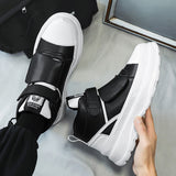 Autumn Men's Casual Sneakers Leather Chunky Platform High-top Shoes Ankle Boots Magic Tape Breathable Sport Mart Lion   