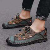 Summer Men's Sandals Outdoor Mesh Sandals Soft Clogs Slides Handmade Outdoor Slippers MartLion   