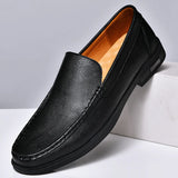 Slip On Leather Casual Shoes Men's Loafers Luxury Hombre Homme Social slip-ons MartLion Black 46 