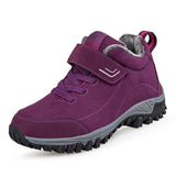 Winter Men's Suede Work Shoes Fur Warm Ankle Boots Outdoor Non-slip Waterproof Snow MartLion Purple 5.5 