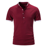 Summer Polo Shirts Men's Cotton Short Sleeve Causal Polo Shirts Solid Color Slim Tops Tees Clothing Mart Lion Red wine S 