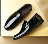 High-class Men's Casual Shoes Genuine Leather Spring Gentleman Patent Dress Shoes Hot Cool Black Slip-on Loafers Mart Lion   