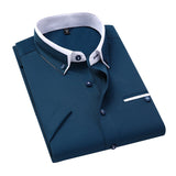 Summer Shirt Men's Short Sleeves Button Up Shirt Turn-down Collar Casual Clothing Mart Lion LakeBlue M 46-56 KG 