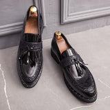 Men's Sequined Tassel Shoes Handmade Retro Soft Non-slip Loafers Casual Leather Mart Lion   