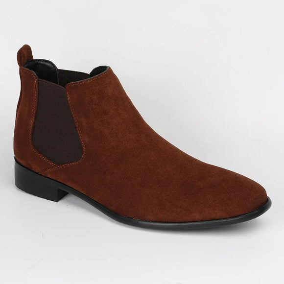 Men's frosted suede Chelsea Boots square toe autumn shoes with stylish MartLion   