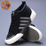 Green High-Top Canvas Shoes Men's Winter Sneakers Warm Fur Shoes Lace-up Casual Sneaker Man MartLion