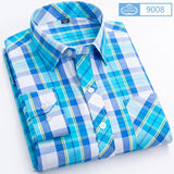 Cotton Plaid Casual Shirts Men's England Style Long Sleeve Turn Down Collar Breast Pocket Smart Dress MartLion 9008 4XL44 