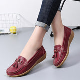 Summer Spring Slip On Flats Shoes Women Flat Casual Ladies Mocassin Femme Moccasins Breathable Zapatos Planos Mart Lion WineRed 37 