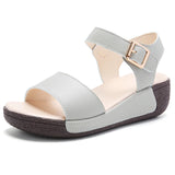 Microfiber Light Weight Wedge Women's Sandals Ankle Buckle Heel Height 5CM Platform MartLion   