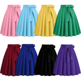 Women Summer Midi Long Skirt Solid Elegant Waist MartLion   