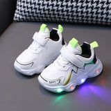 Children's Sneakers Boys Cute Led Lighted Shoes Girls Breathable Sport Sneakers Autumn Casual Kids 1-6Years MartLion White 21 (Inner 13.5cm) 