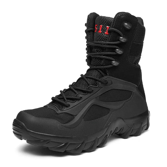 Men's Tactical Boots Breathable Mesh Hiking Desert Climbing Hiking Shoes Ankle Hunting MartLion Black 39 