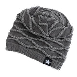  Unisex Slouchy Winter Hats Add Fur Lined Men's And Women Warm Beanie Cap Casual Five-pointed Star Decor Winter Knitted Hats MartLion - Mart Lion